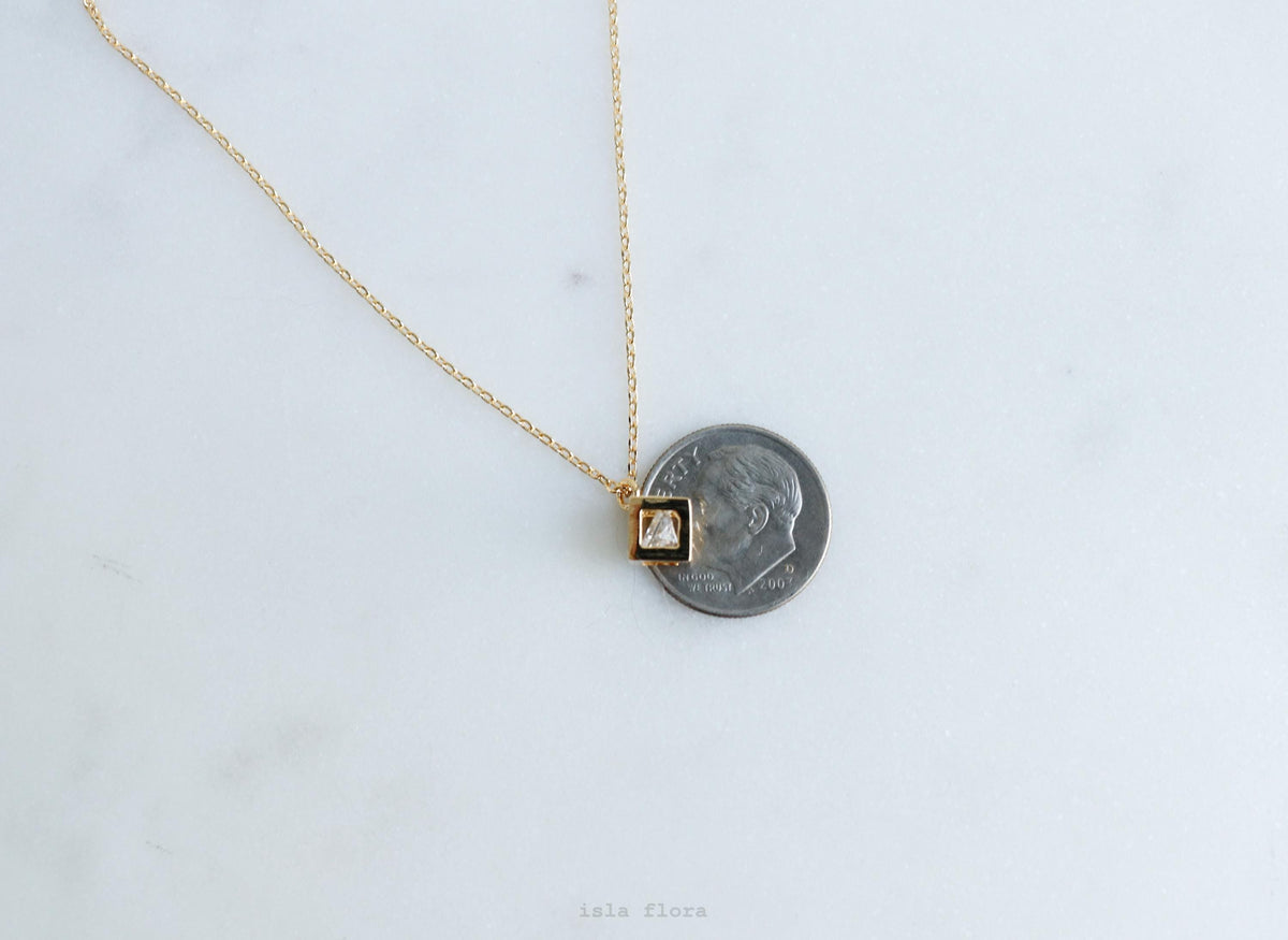Isla Flora Gem Encased Cube Necklace