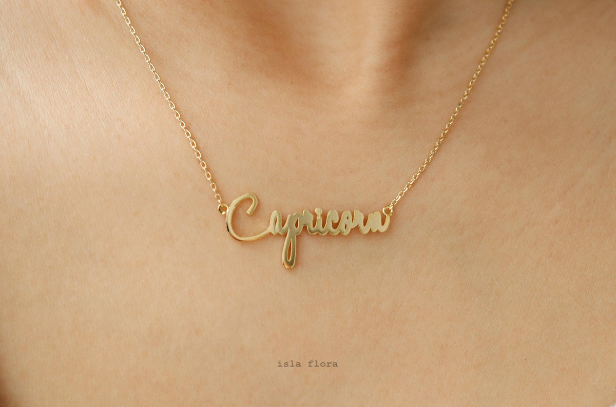 Cursive Capricorn Necklace by Isla Flora
