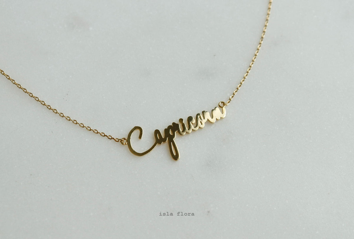 Cursive Capricorn Necklace by Isla Flora