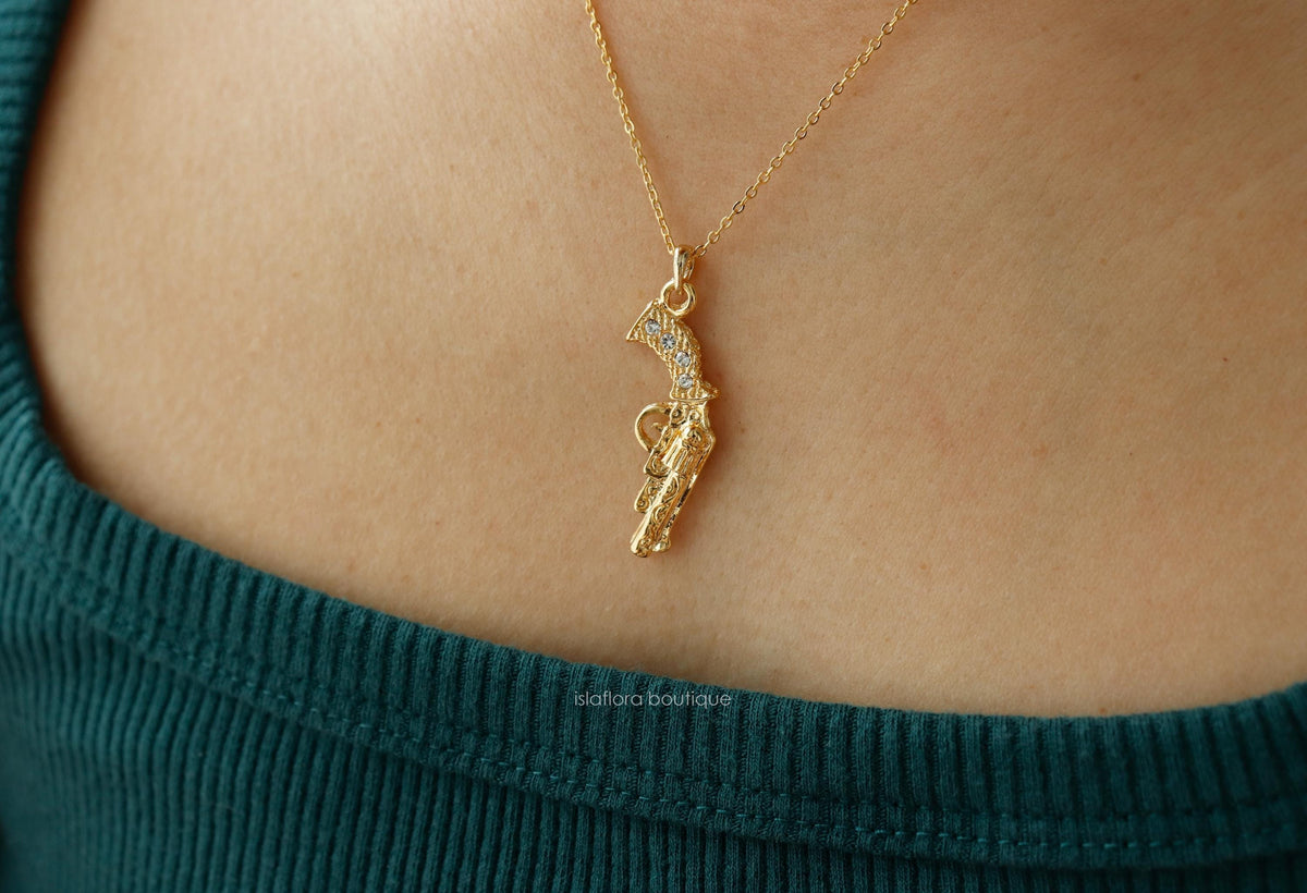 Western Antique Revolver Necklace