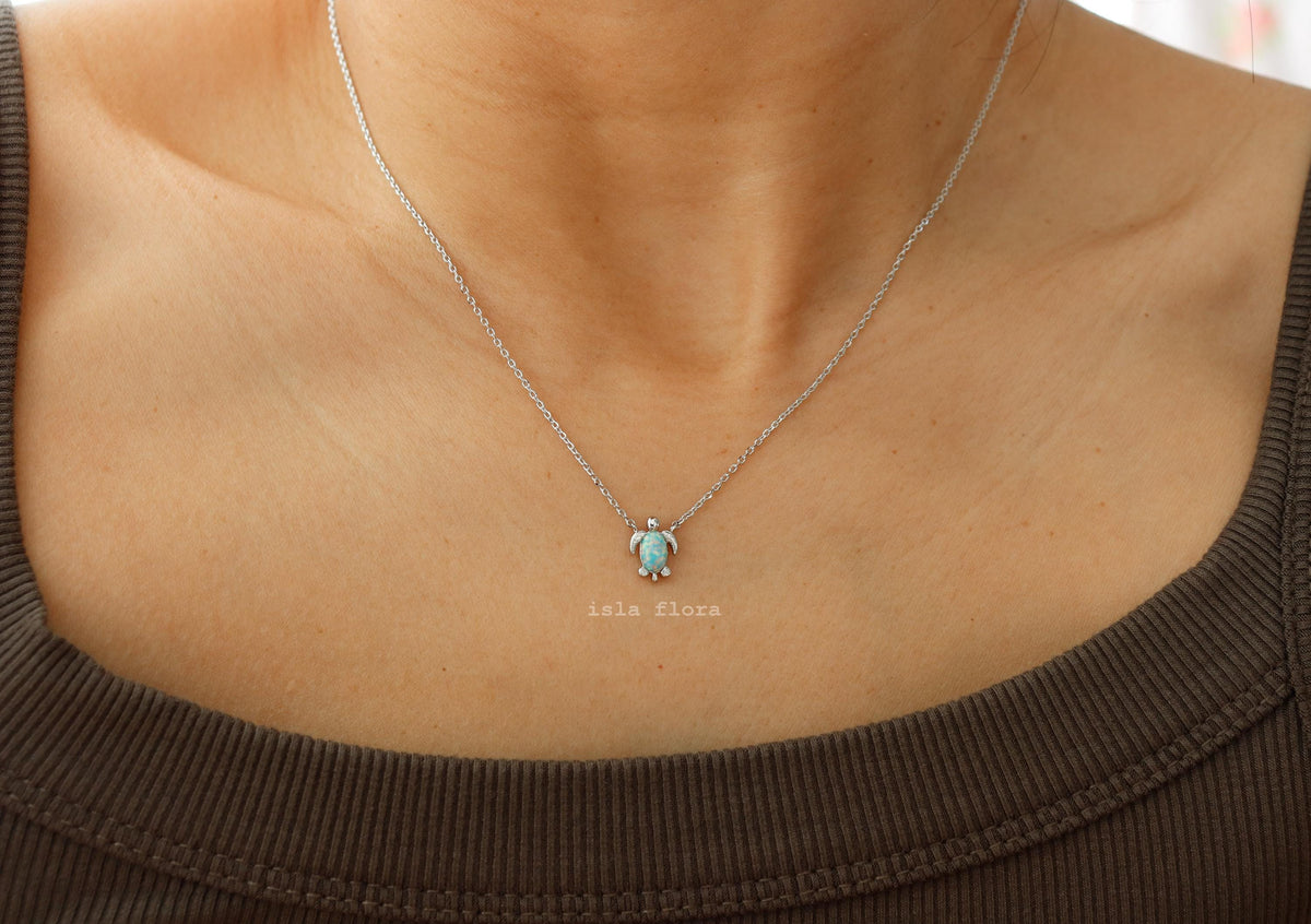 Isla Flora Opal Shell Sea Turtle Necklace