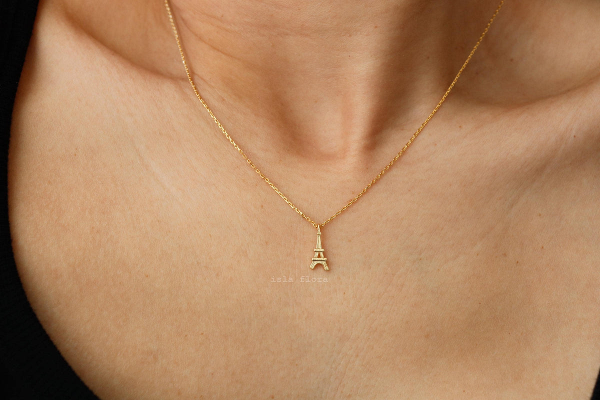 Isla Flora Simple Eiffel Tower Pendant Necklace