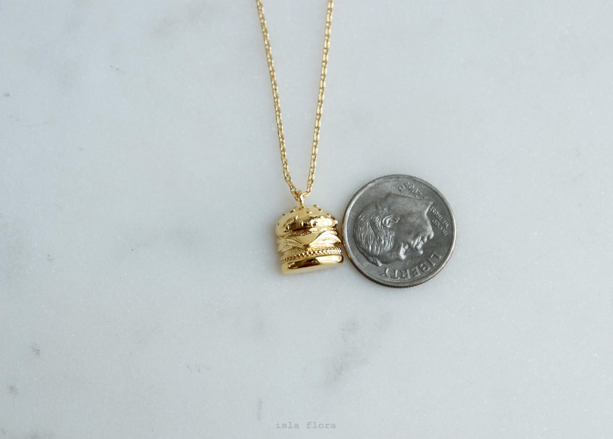Isla Flora Dainty Realistic Cheeseburger Necklace