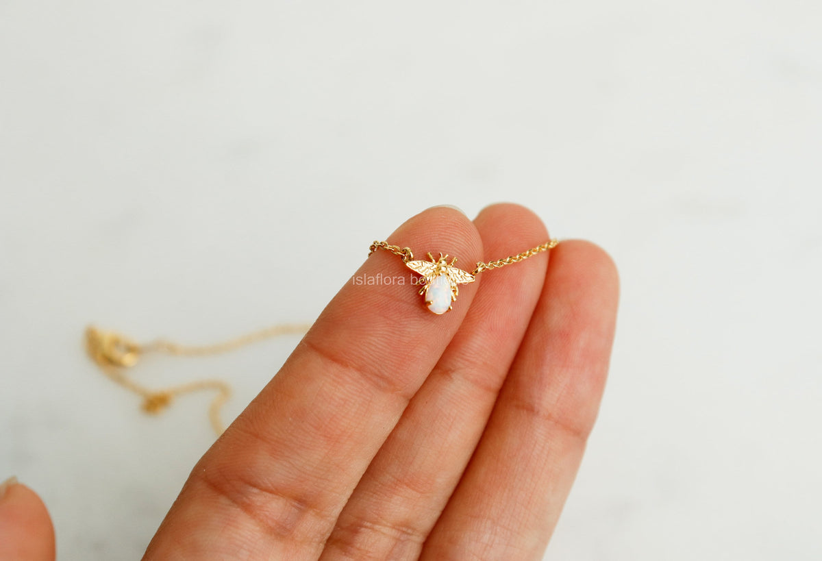 Isla Flora Opal Bee Necklace