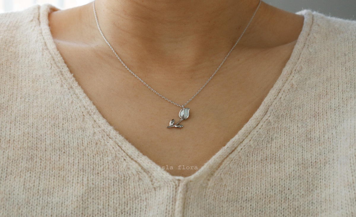 Isla Flora Standing Encased Opal Tulip Necklace