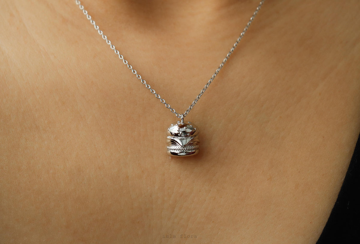 Isla Flora Dainty Realistic Cheeseburger Necklace