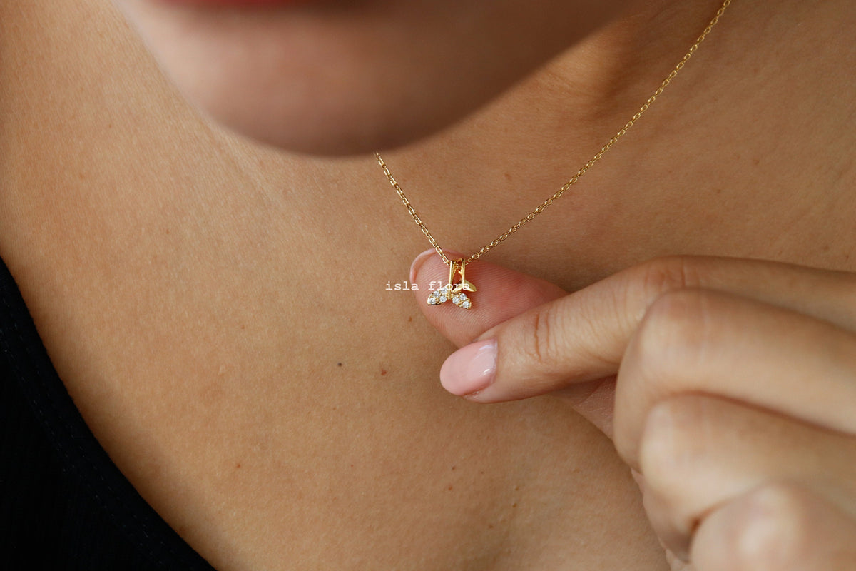 Isla Flora Double Crystal Whale Tail Necklace