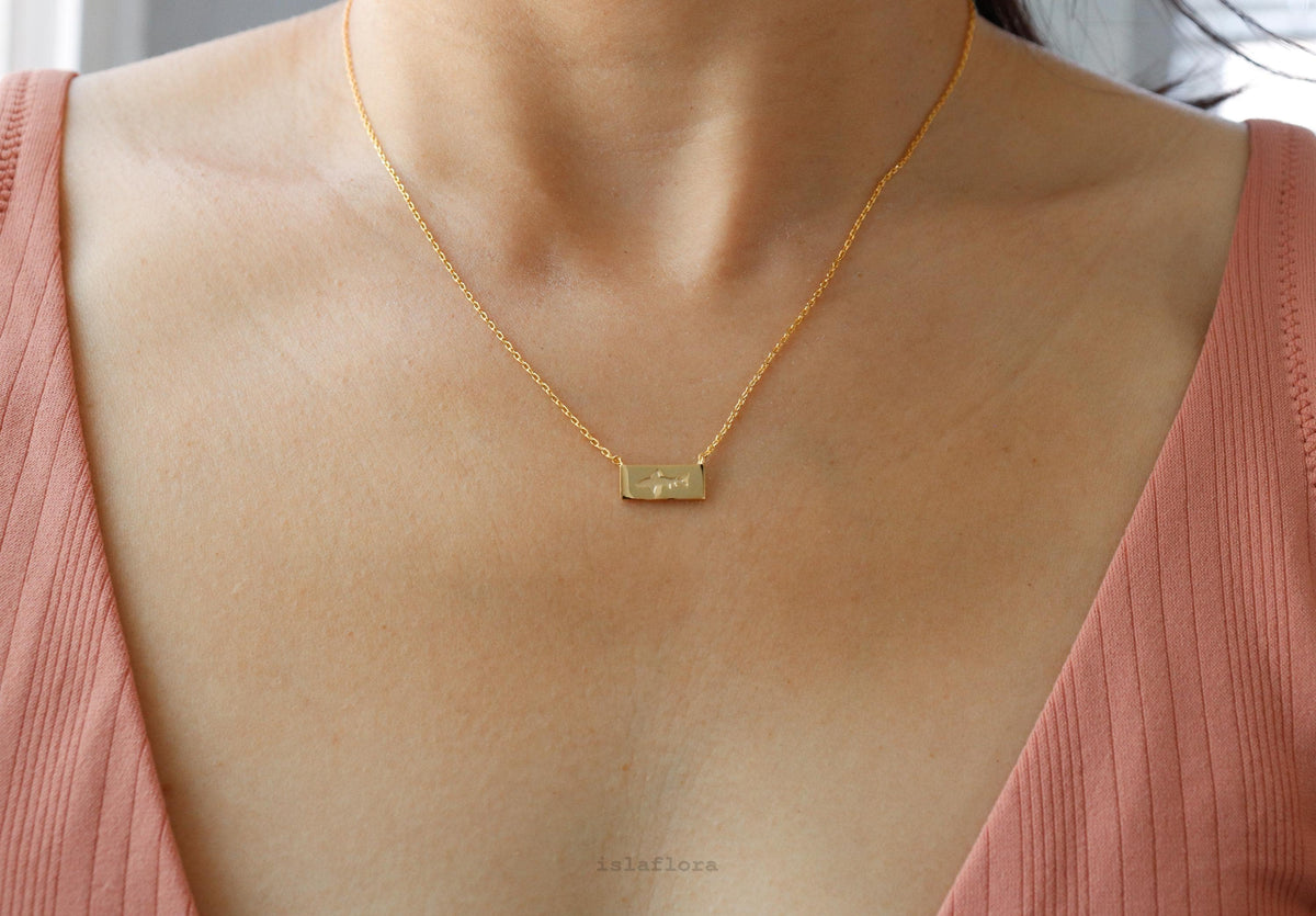 Isla Flora Shark Rectangle Bar Necklace