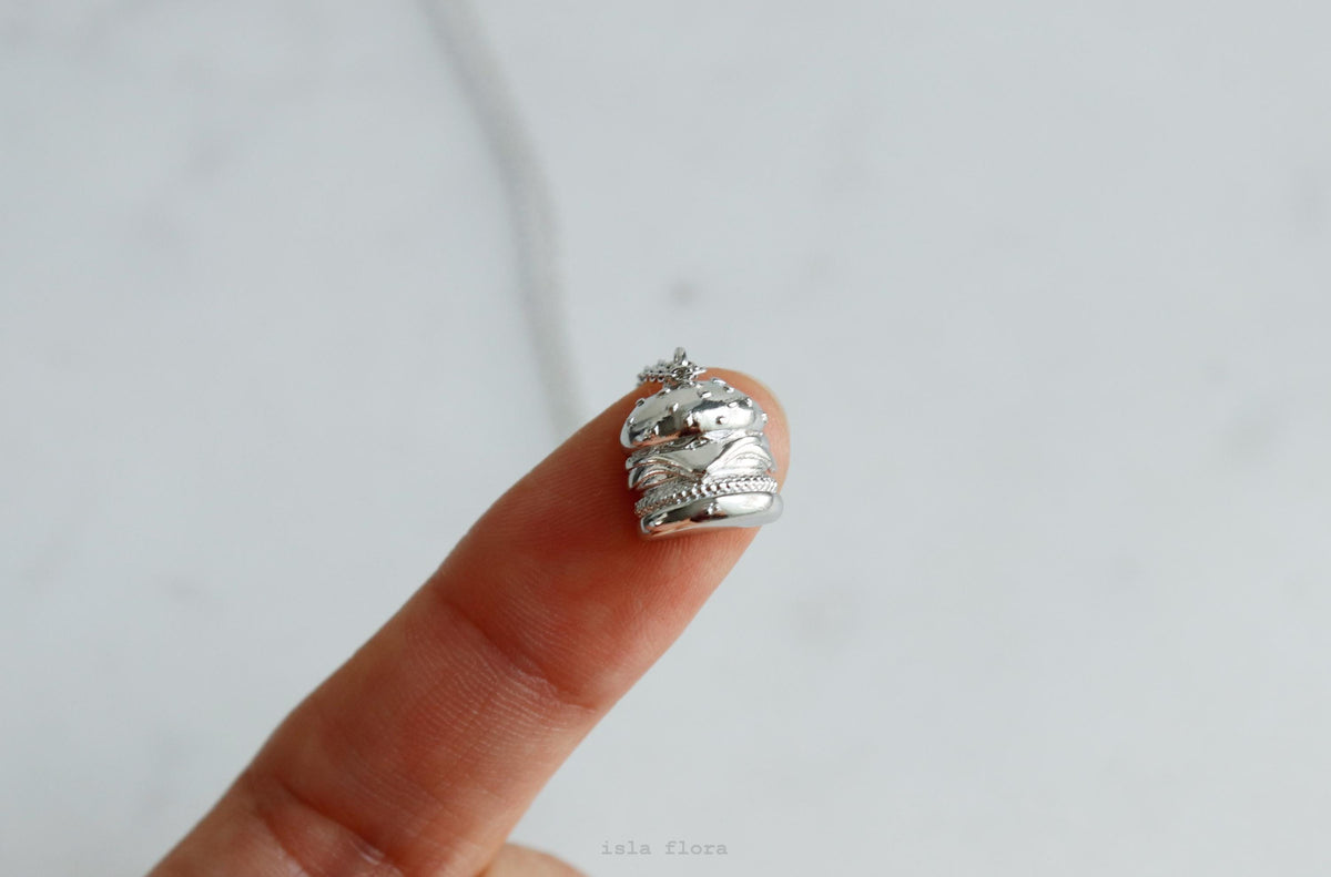 Isla Flora Dainty Realistic Cheeseburger Necklace