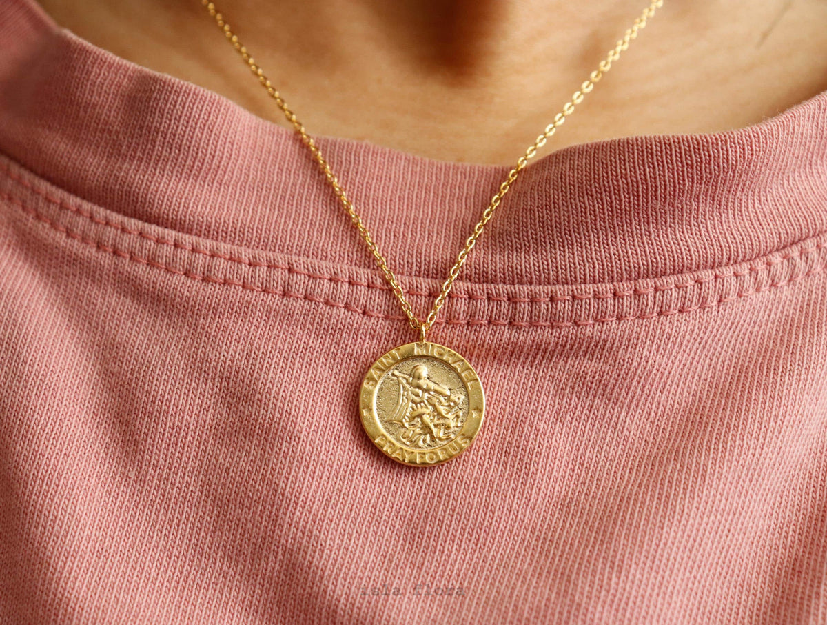 Isla Flora Saint Michael Coin Pendant Necklace