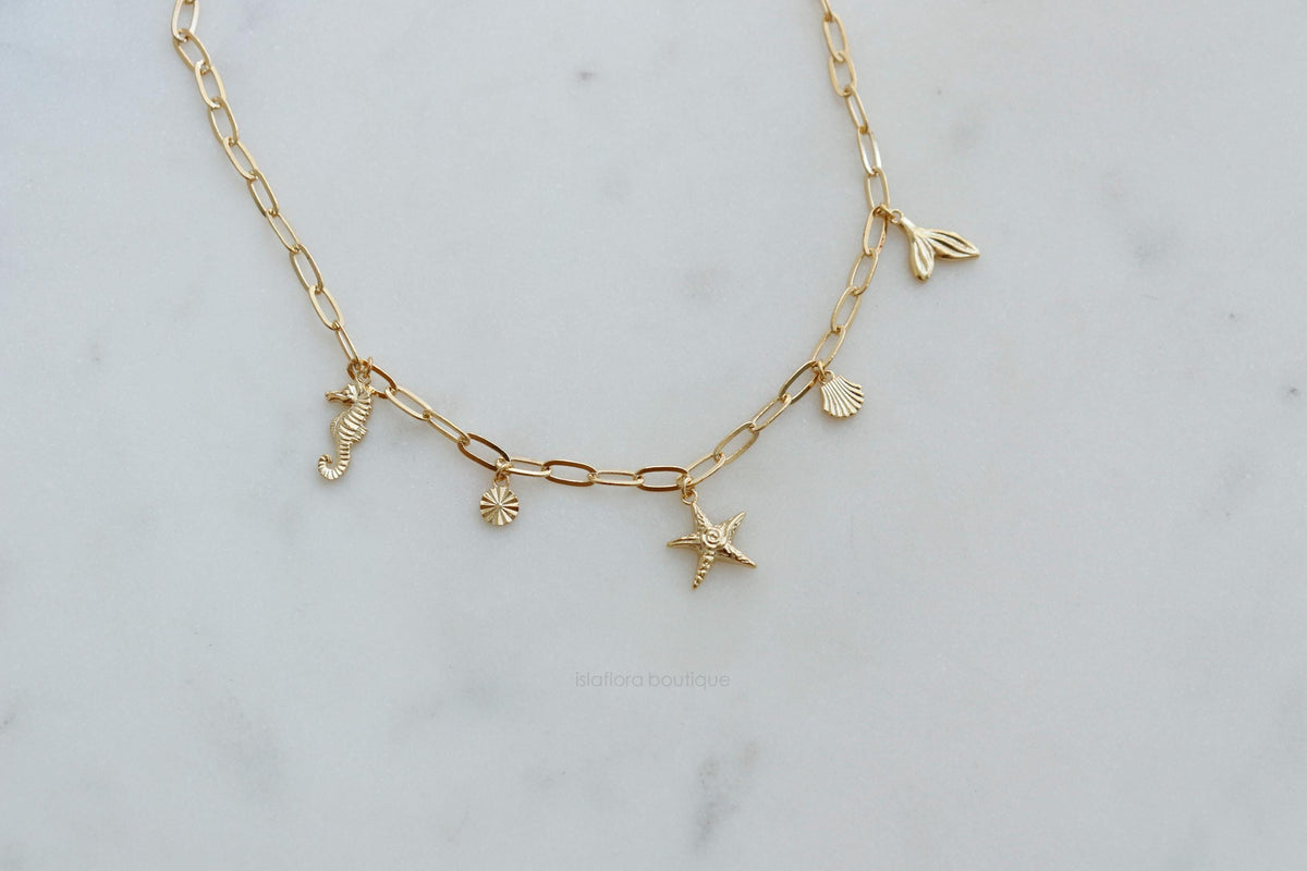 Isla Flora Coastal Sea Charms Station Necklace