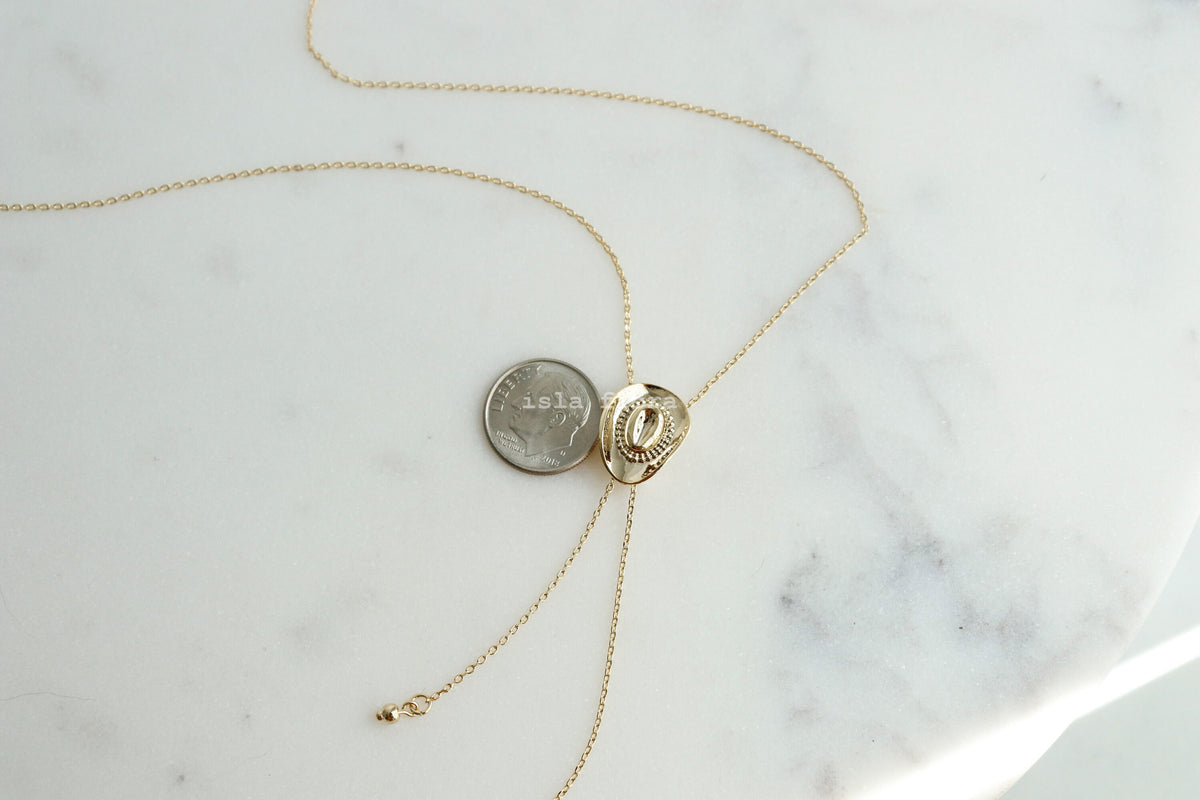 Isla Flora Dainty Hat Pendant Bolo Necklace