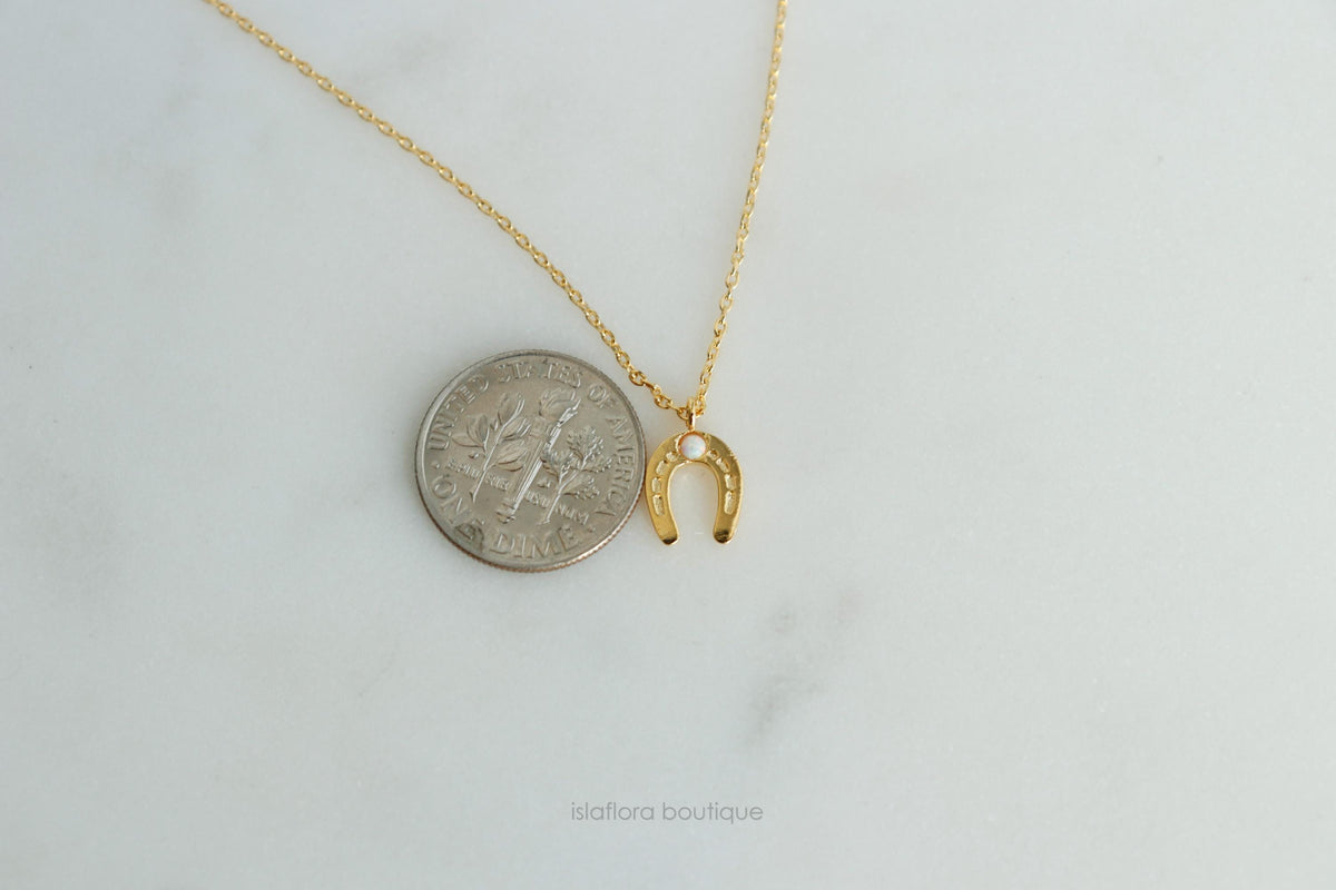 Isla Flora Opal Point Horseshoe Pendant Necklace