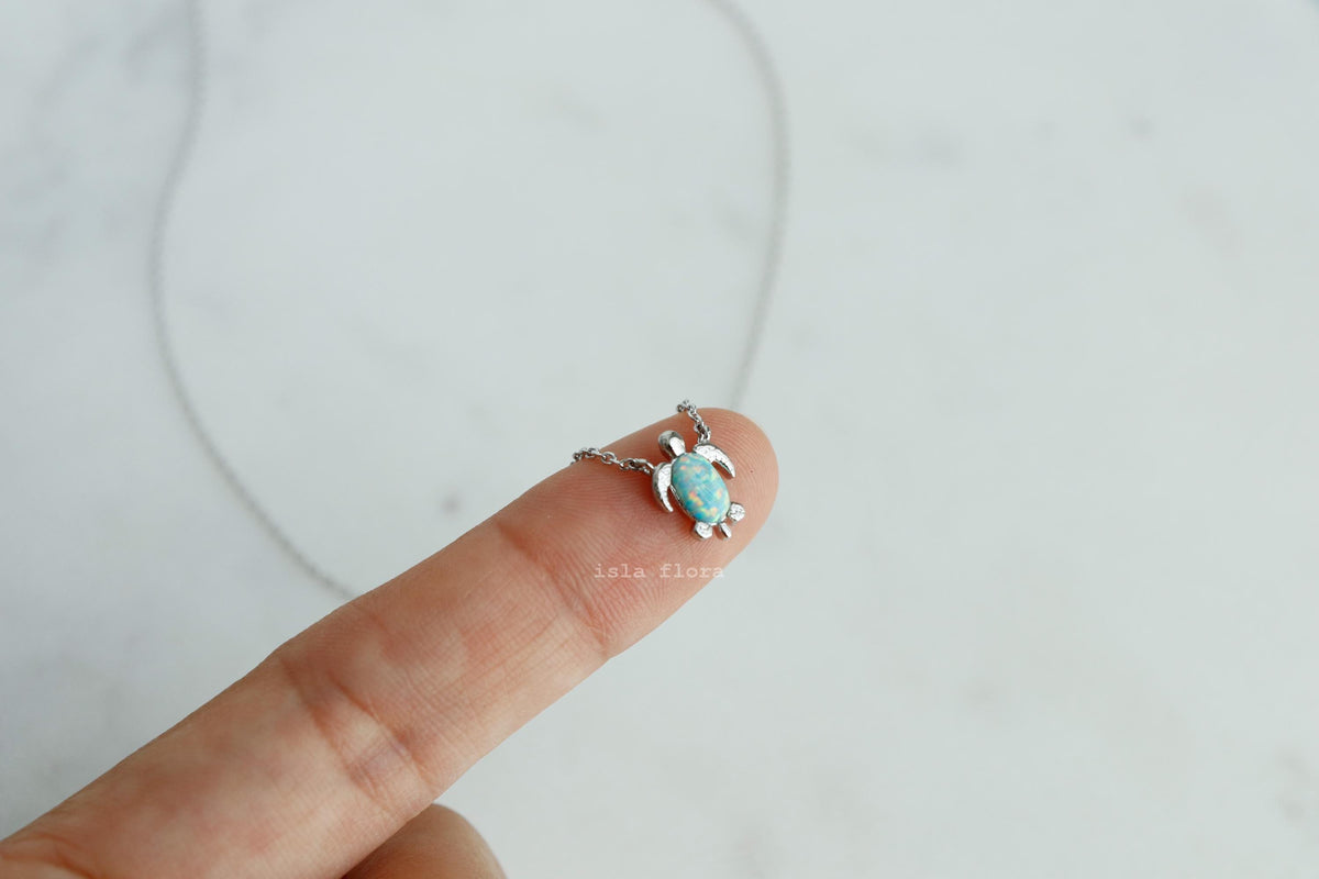 Isla Flora Opal Shell Sea Turtle Necklace