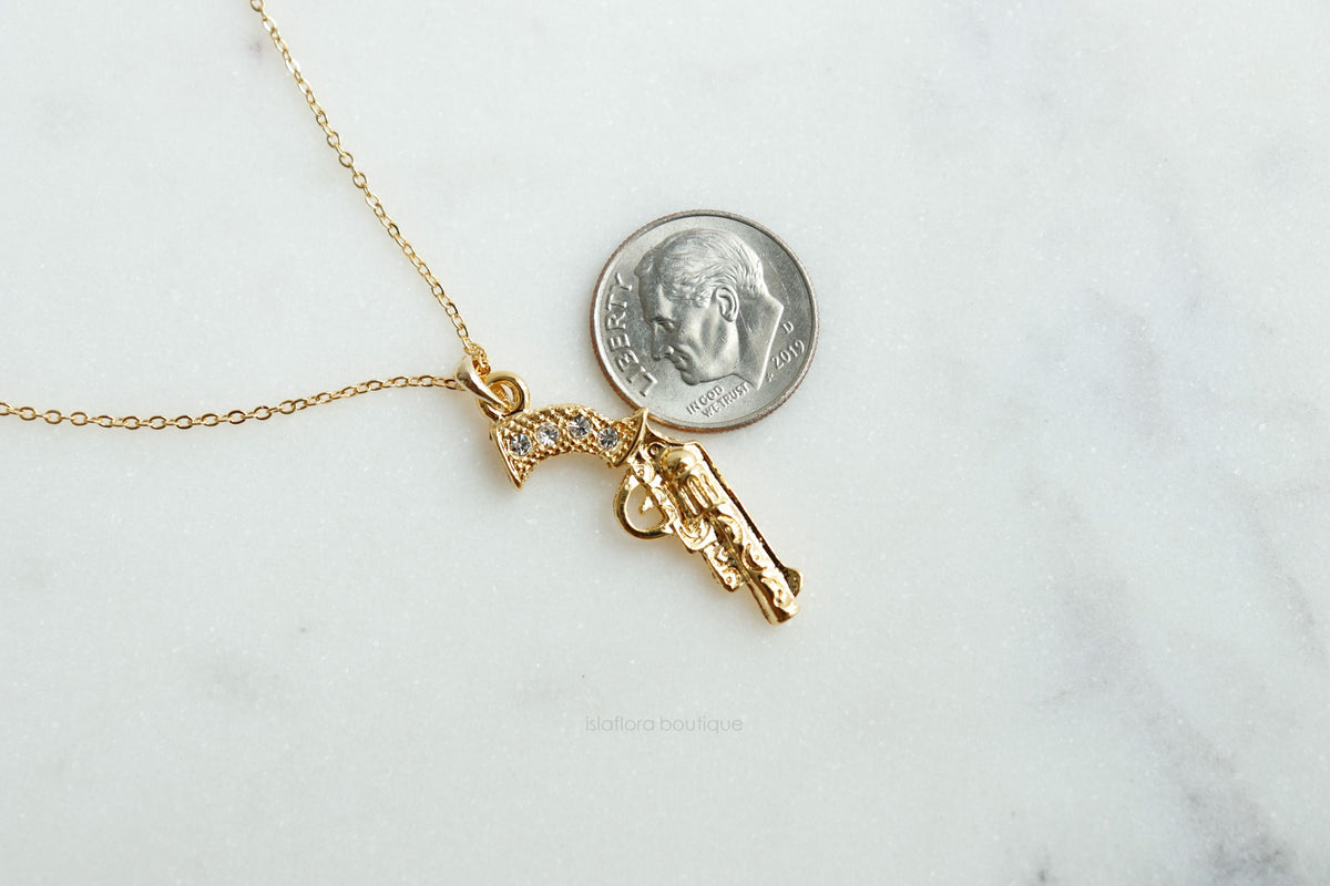 Western Antique Revolver Necklace