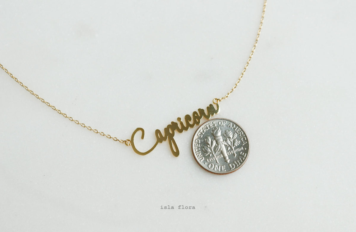 Cursive Capricorn Necklace by Isla Flora