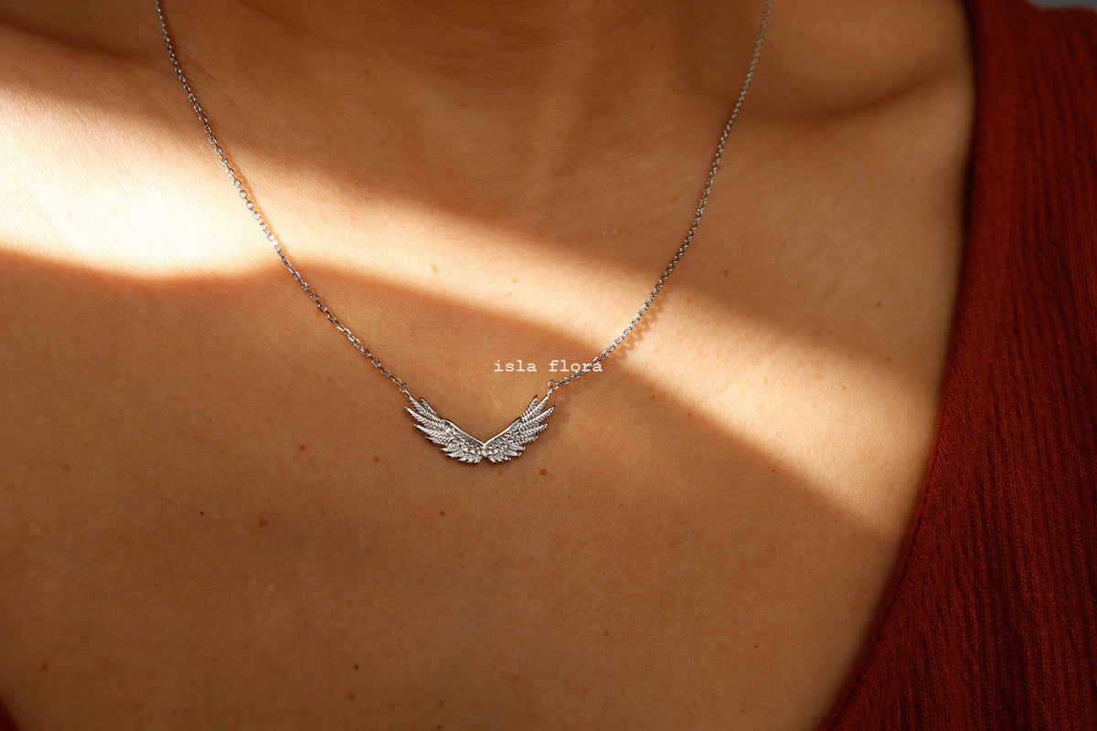 Isla Flora Heavenly Guardian Angel Wings Necklace