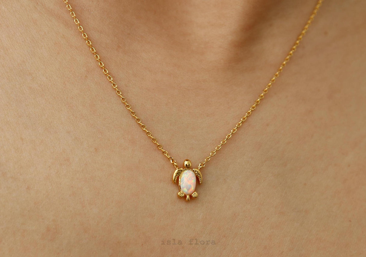 Isla Flora Opal Shell Sea Turtle Necklace