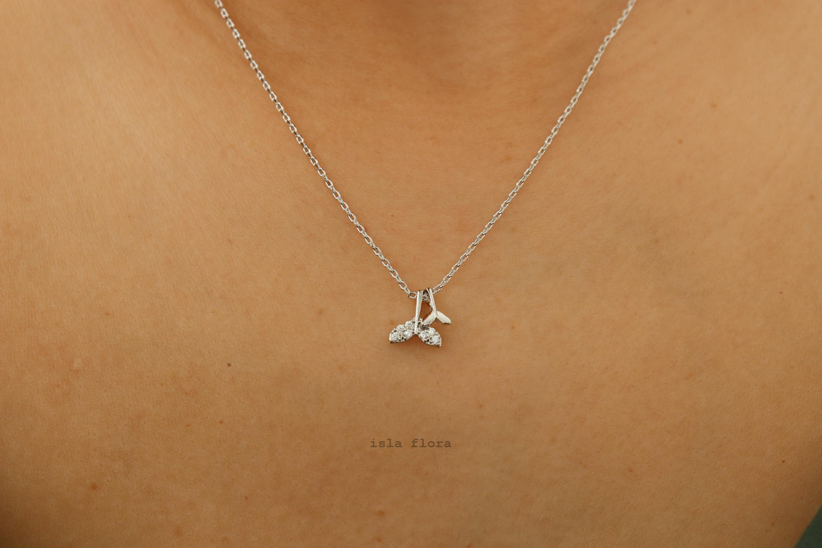 Isla Flora Double Crystal Whale Tail Necklace