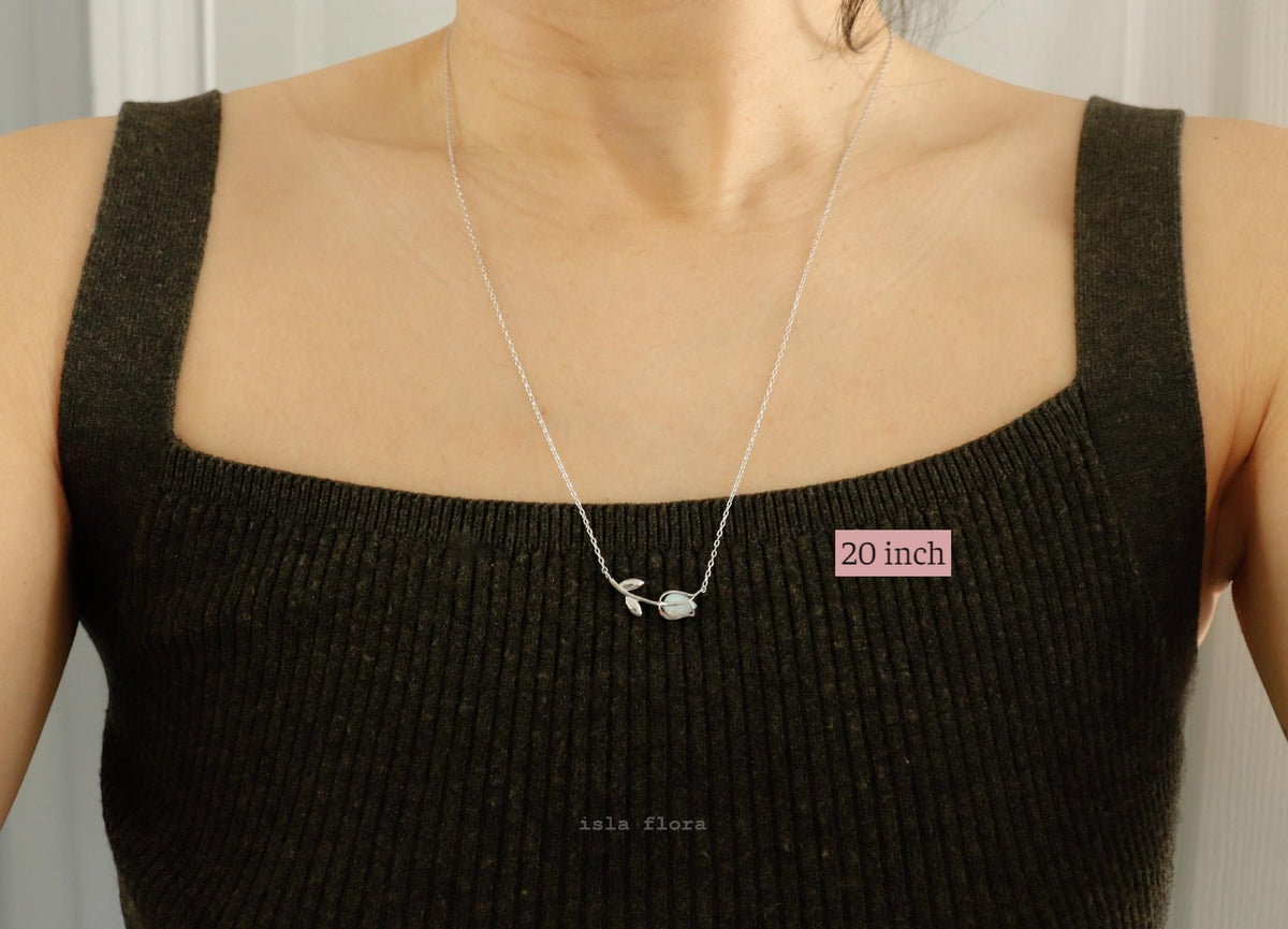 Isla Flora Dainty Encased Opal Tulip Necklace