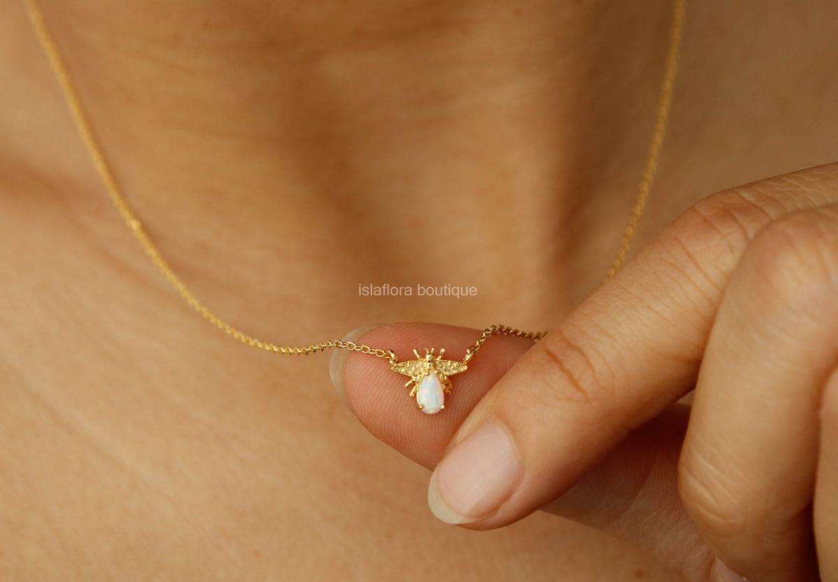 Isla Flora Opal Bee Necklace