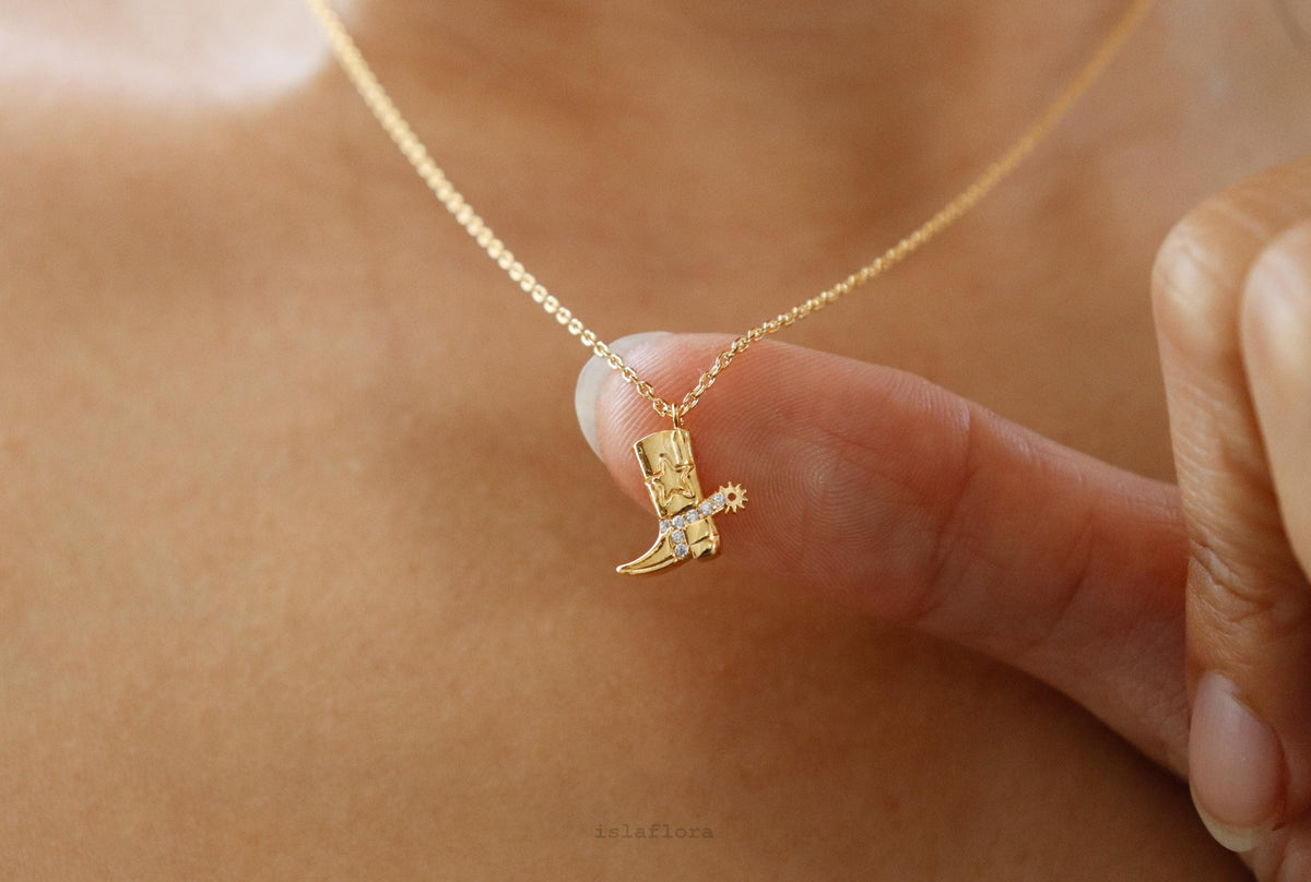 Dainty Western Boot with Cubic Necklace