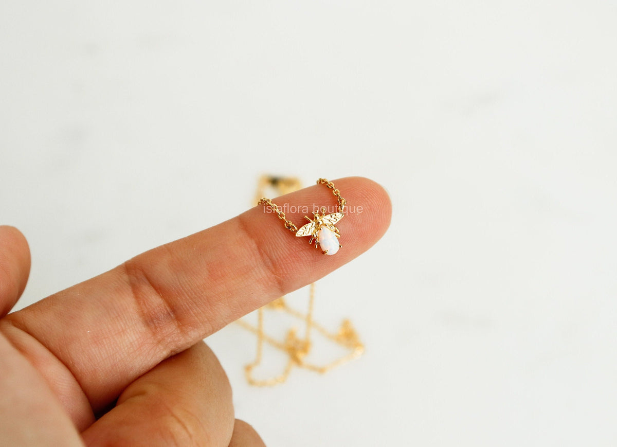Isla Flora Opal Bee Necklace