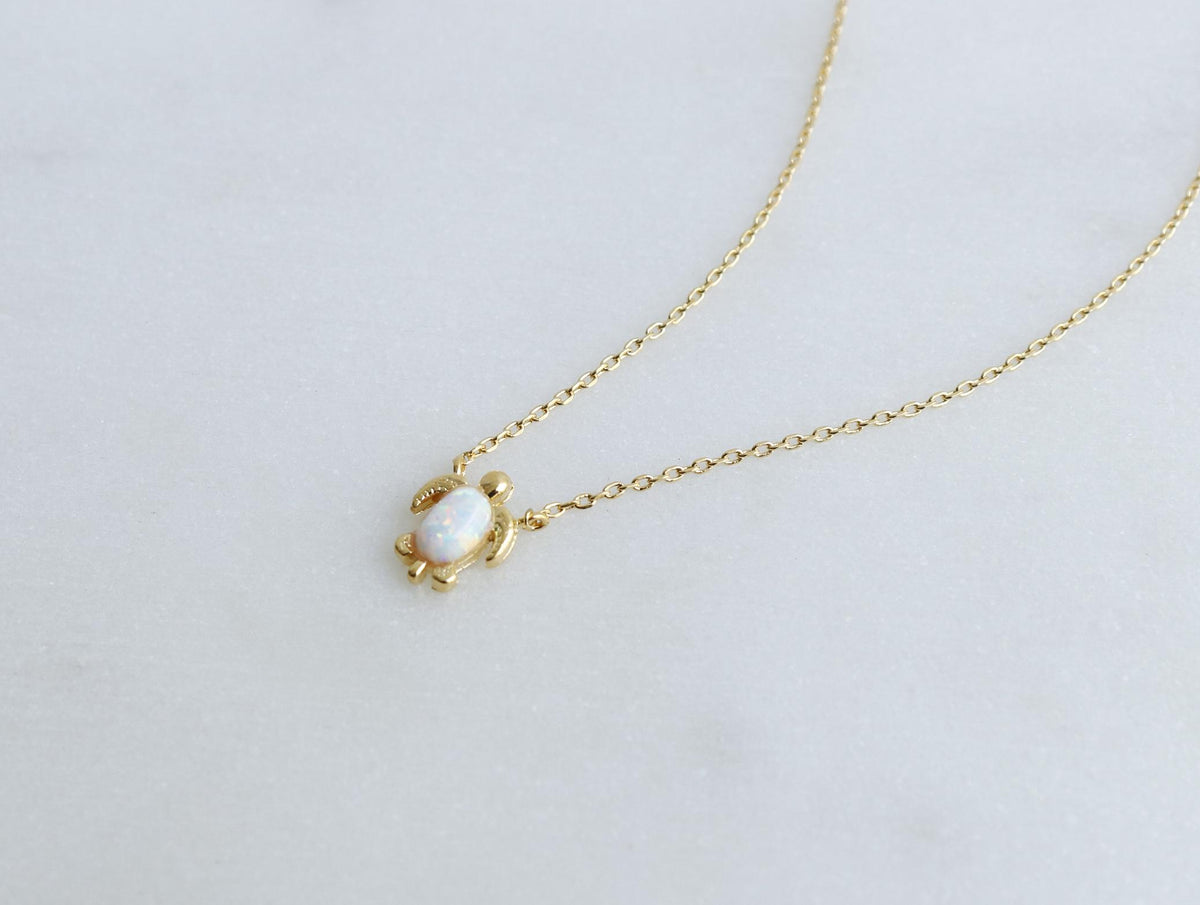 Isla Flora Opal Shell Sea Turtle Necklace
