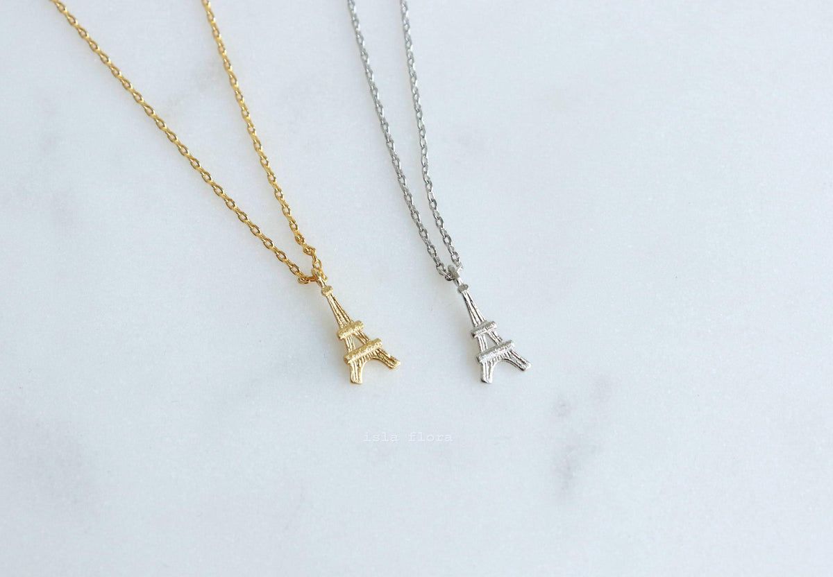 Isla Flora Simple Eiffel Tower Pendant Necklace