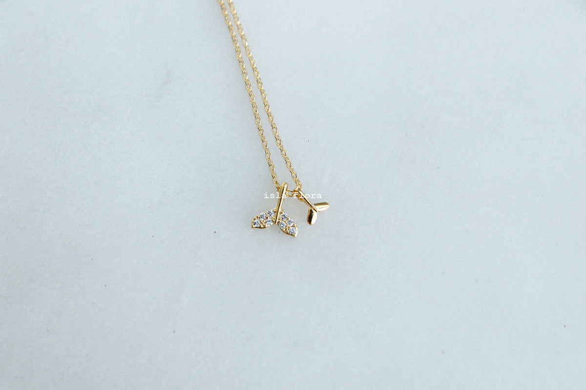 Isla Flora Double Crystal Whale Tail Necklace