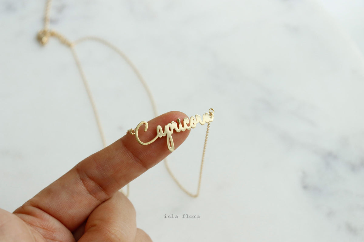Cursive Capricorn Necklace by Isla Flora