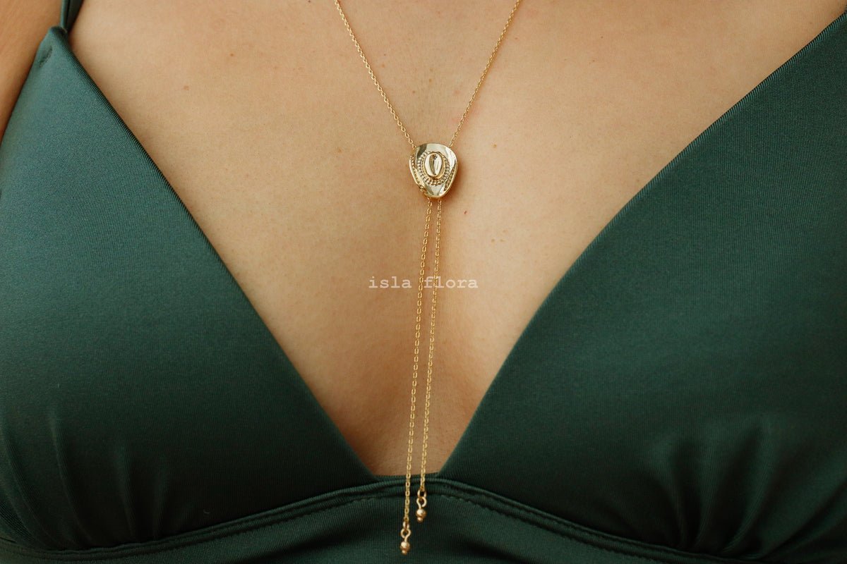 Isla Flora Dainty Hat Pendant Bolo Necklace