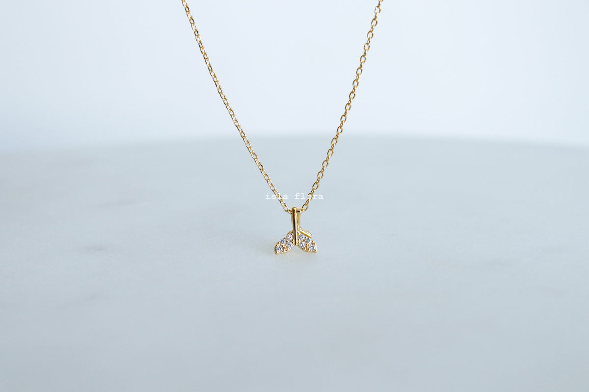 Isla Flora Double Crystal Whale Tail Necklace