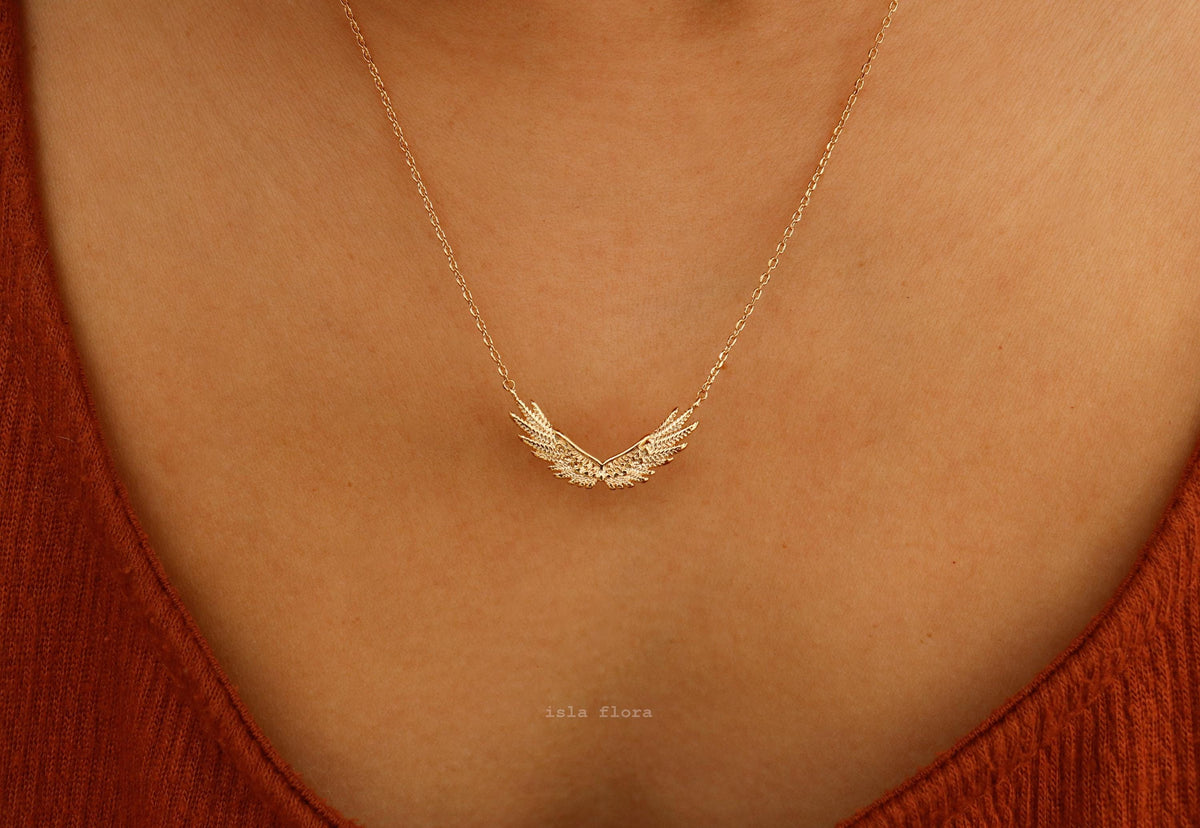Isla Flora Heavenly Guardian Angel Wings Necklace