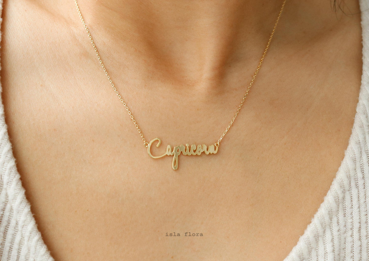 Cursive Capricorn Necklace by Isla Flora