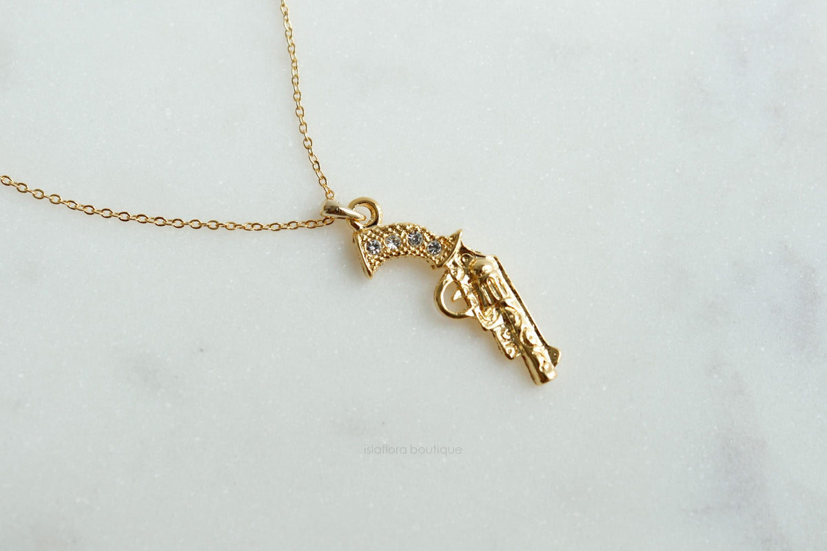 Western Antique Revolver Necklace