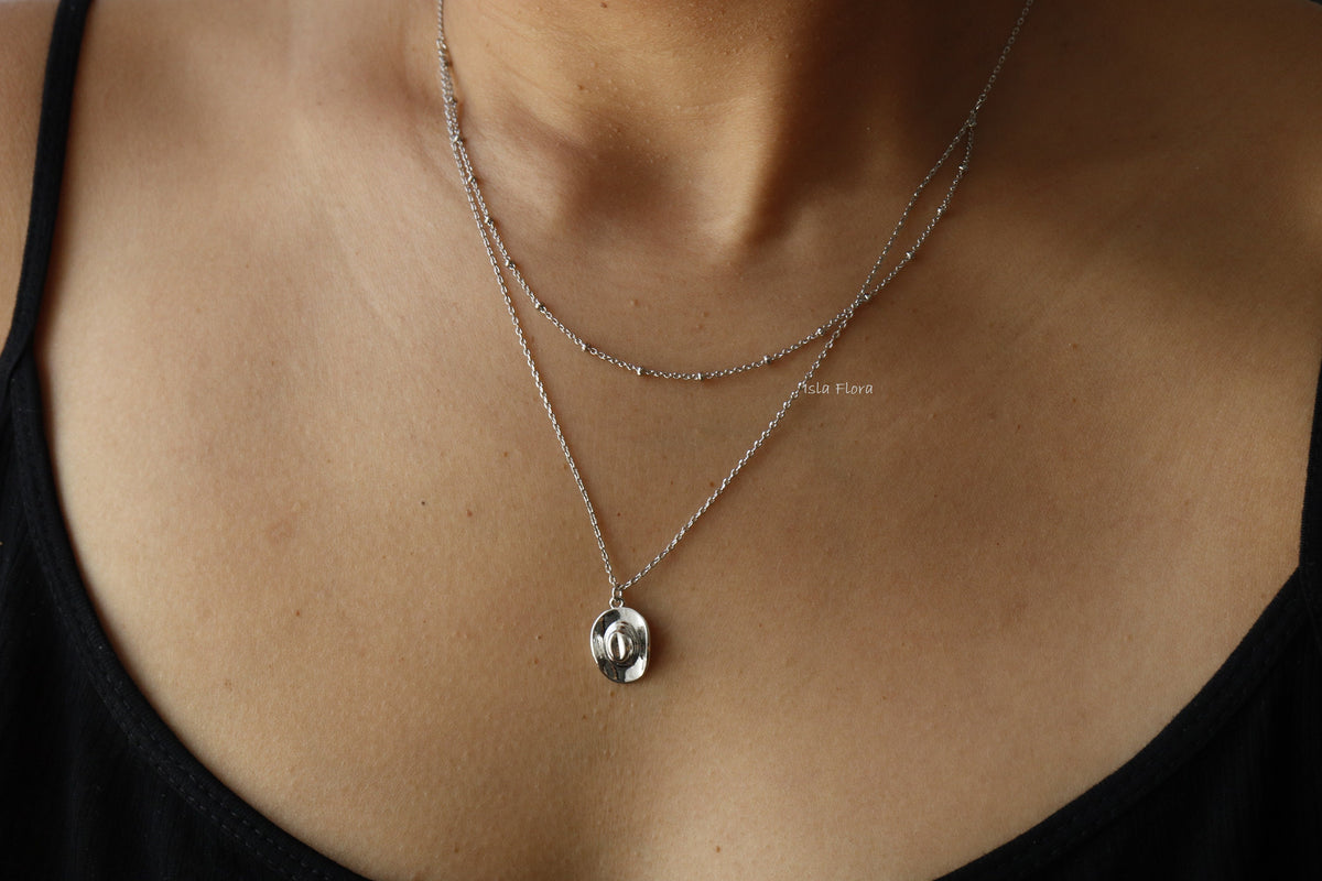 Dainty Hat Pendant Layered Chain Necklace