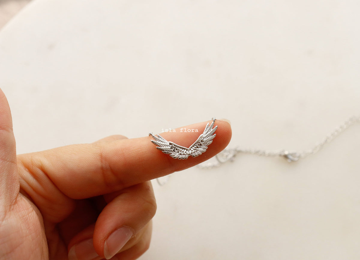 Isla Flora Heavenly Guardian Angel Wings Necklace