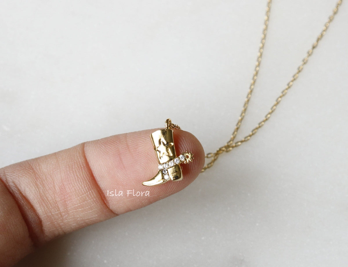 Dainty Western Boot with Cubic Necklace