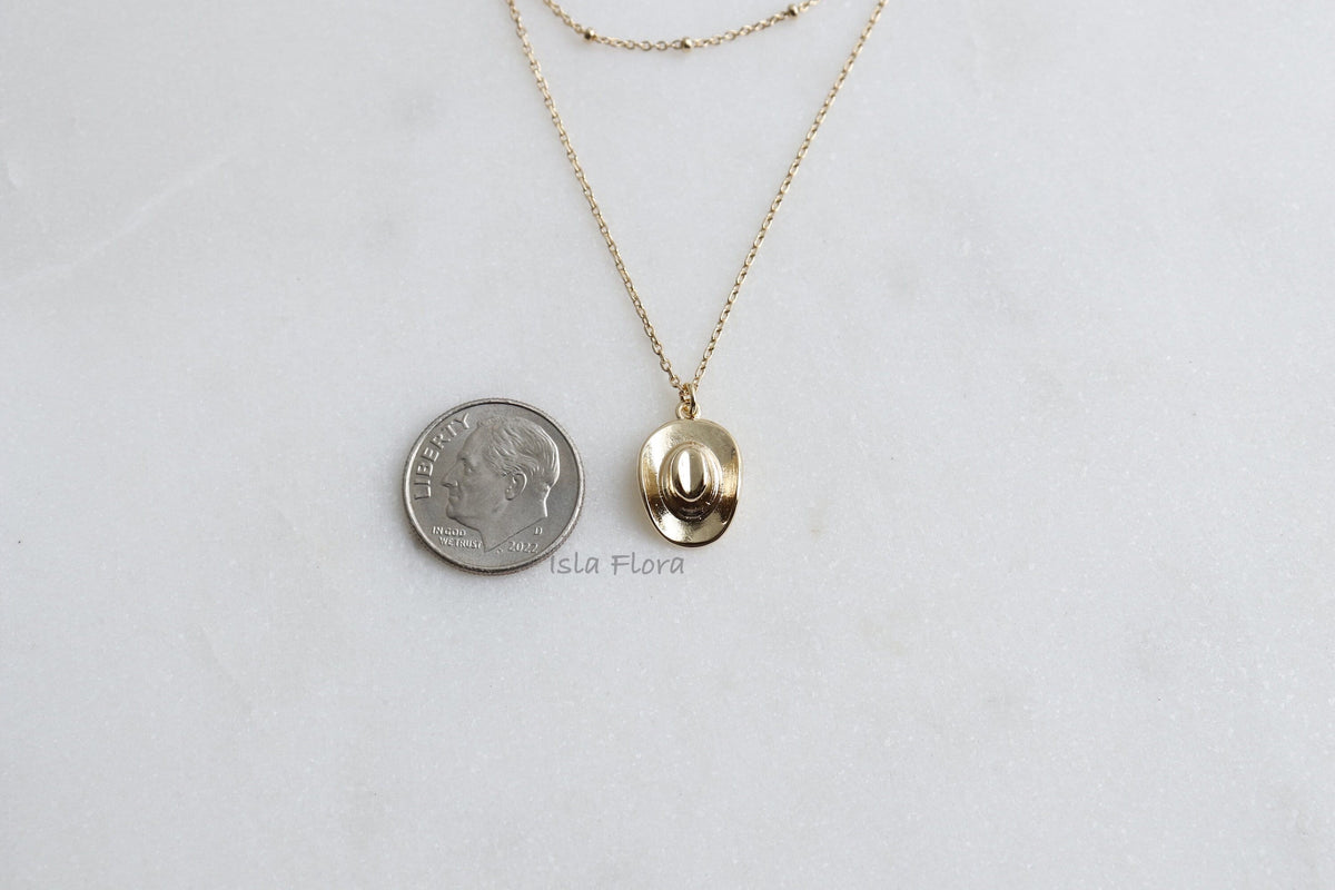 Dainty Hat Pendant Layered Chain Necklace