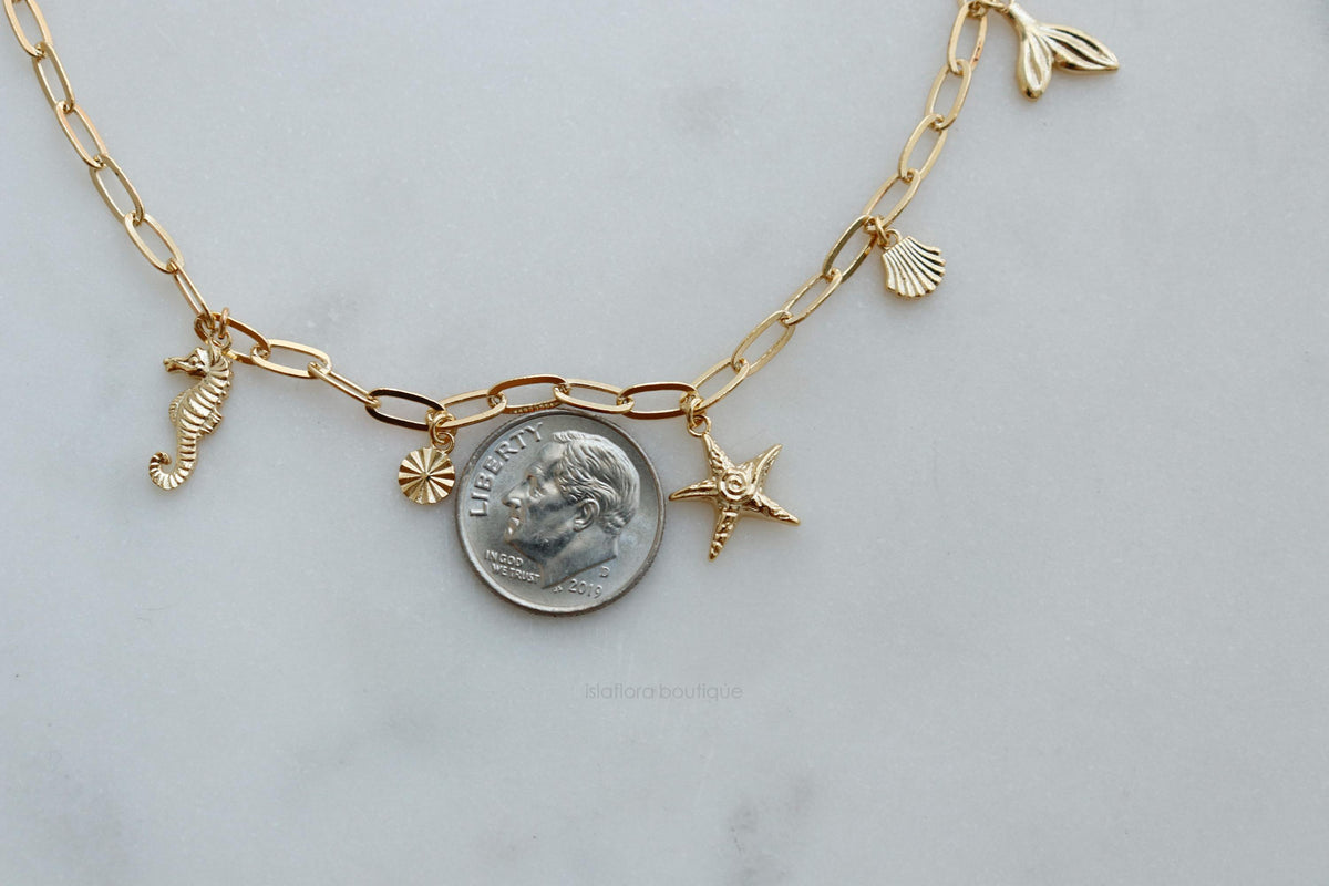 Isla Flora Coastal Sea Charms Station Necklace