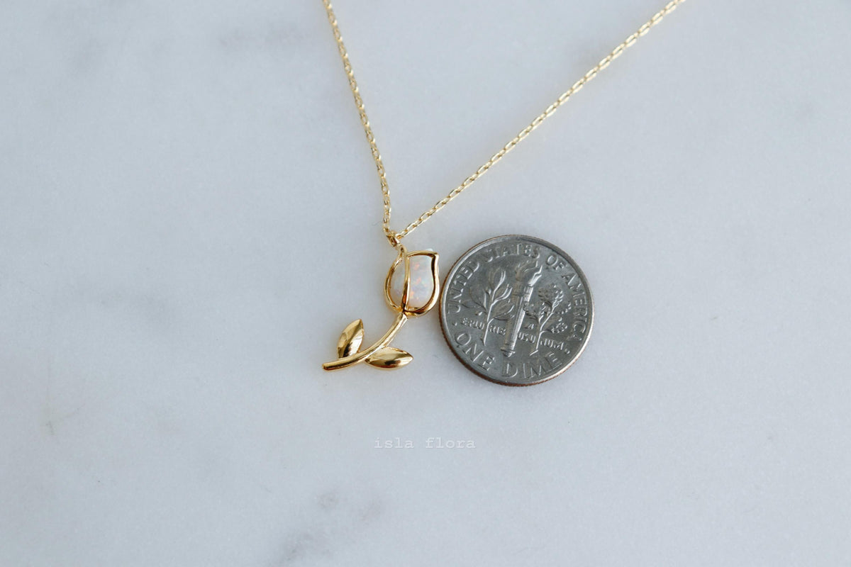 Isla Flora Standing Encased Opal Tulip Necklace