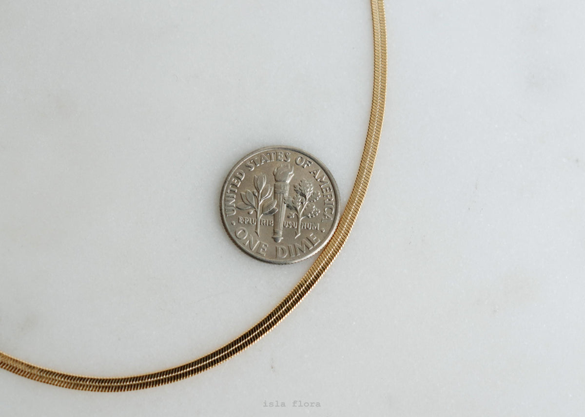 Isla Flora Gold Filled Thin Herringbone Chain Necklace