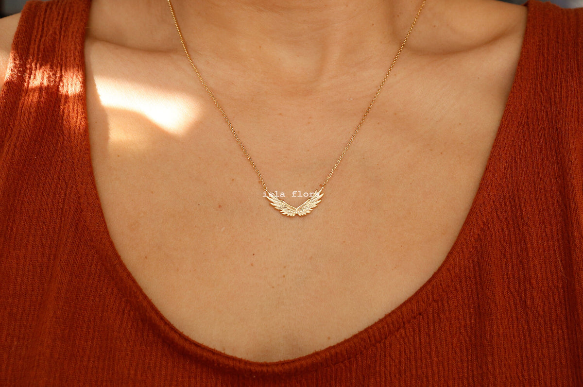 Isla Flora Heavenly Guardian Angel Wings Necklace