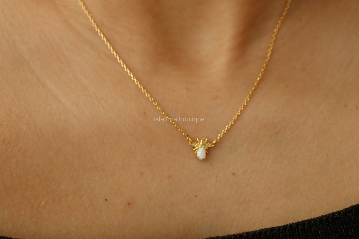 Isla Flora Opal Bee Necklace