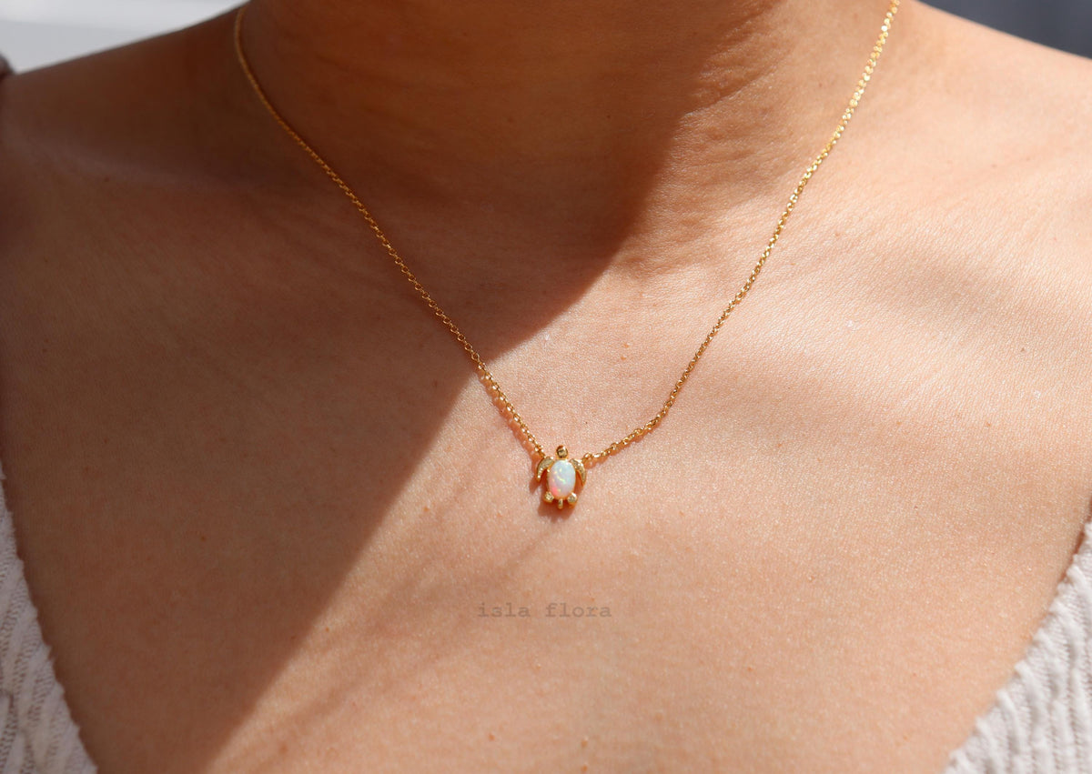 Isla Flora Opal Shell Sea Turtle Necklace