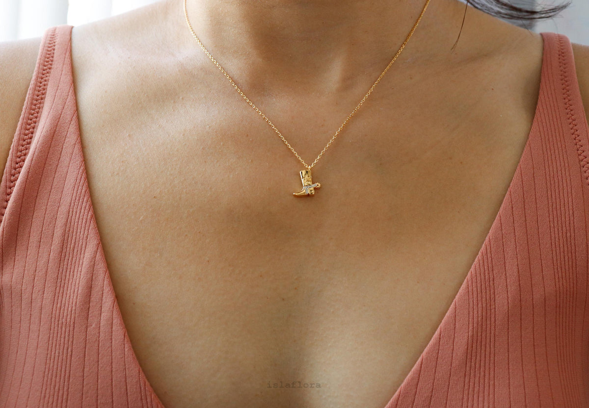 Dainty Western Boot with Cubic Necklace