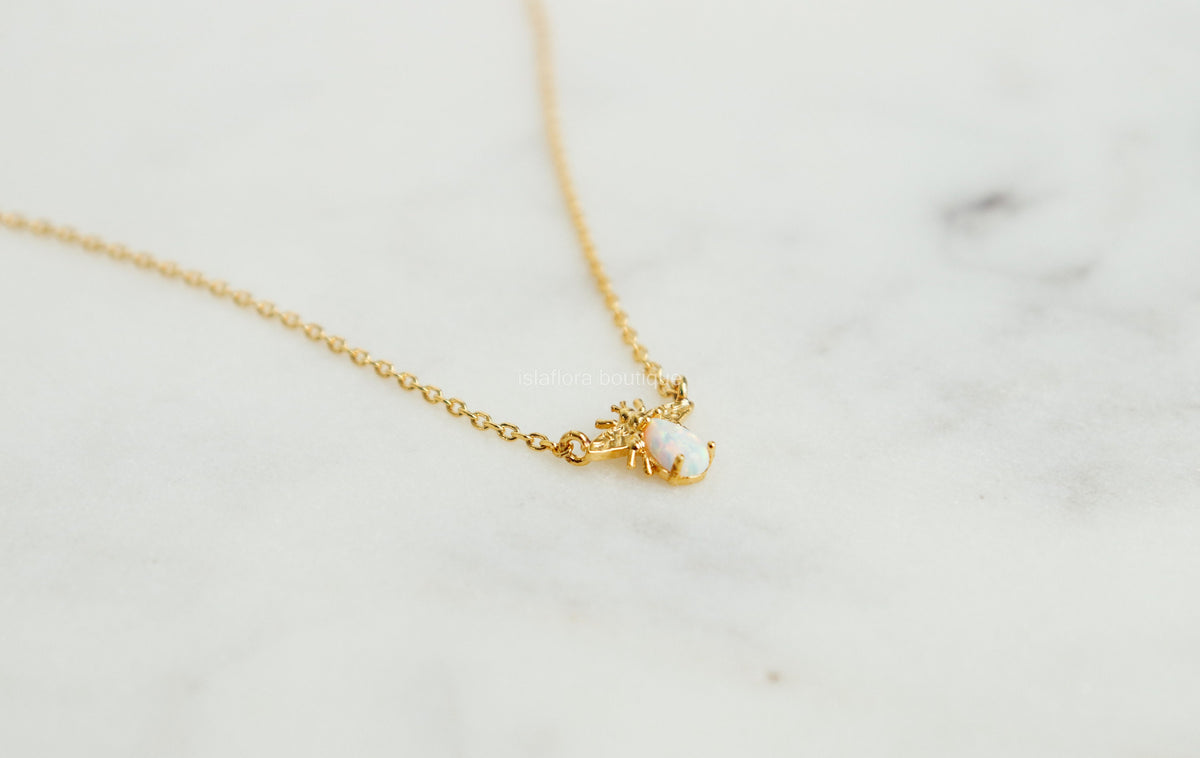 Isla Flora Opal Bee Necklace