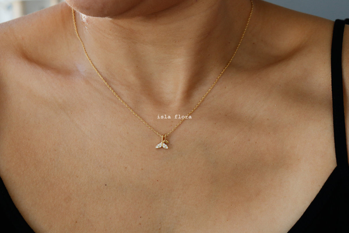 Isla Flora Double Crystal Whale Tail Necklace