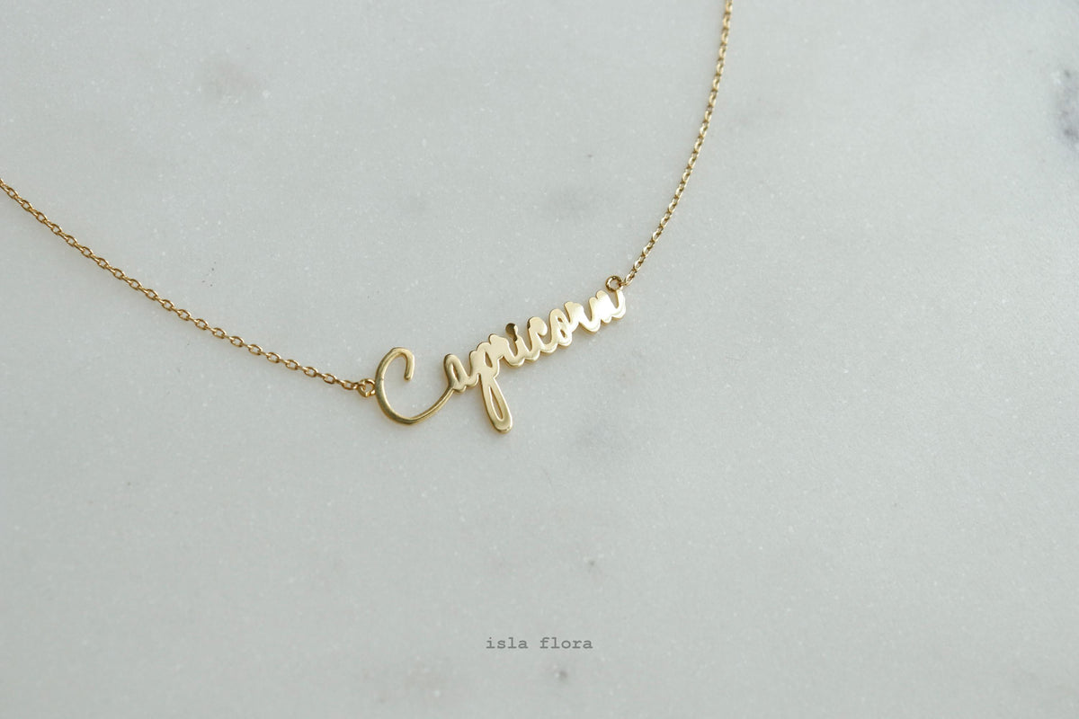 Cursive Capricorn Necklace by Isla Flora